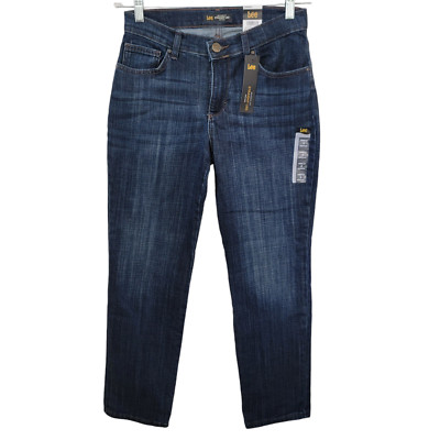 Lee Bewitched 5 Pocket Straight Leg Dark Wash Denim Jeans Size 6 NWT Tapered