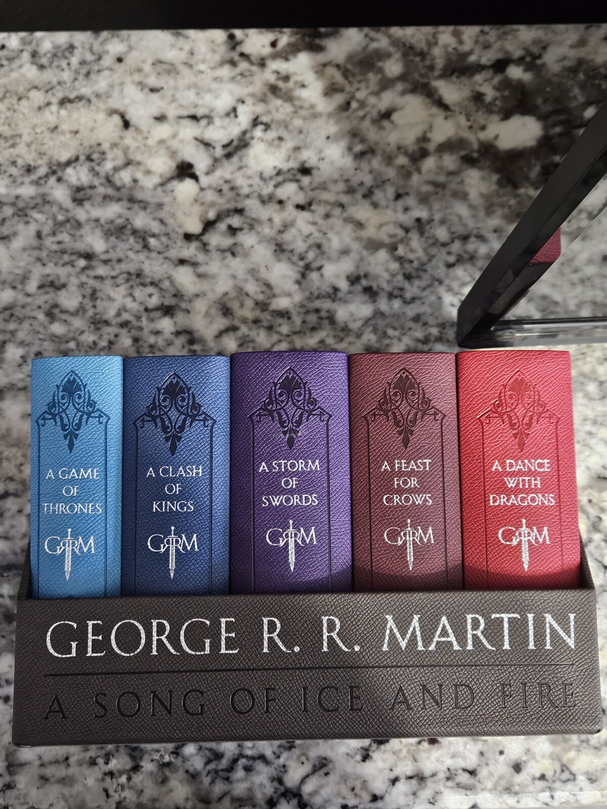 A Song Of Ice And Fire 5 Book Leather Bound Set By George RR Martin Game Of Thrones  -image