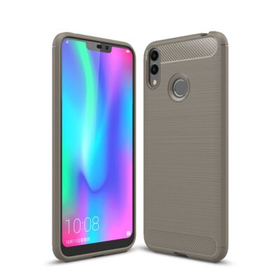 Hülle Handy Schutz für Huawei Honor 8C Case Cover Bumper Carbon Optik Etuis Grau