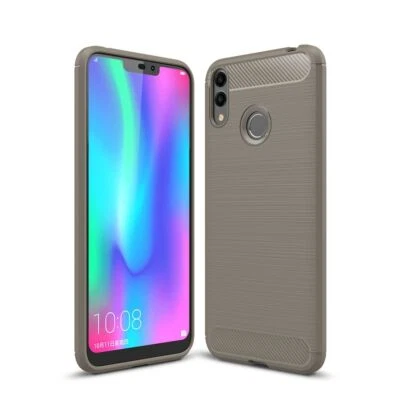 Handyhülle Schutz Case für Huawei Honor 8C Cover Bumper Carbon Optik Etuis Grau - Bild 1 von 4