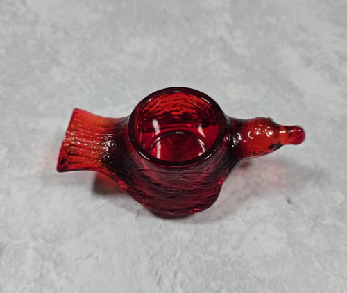 Salero abierto vintage de vidrio rojo rubí para pájaros y bayas - Imagen 3 de 11