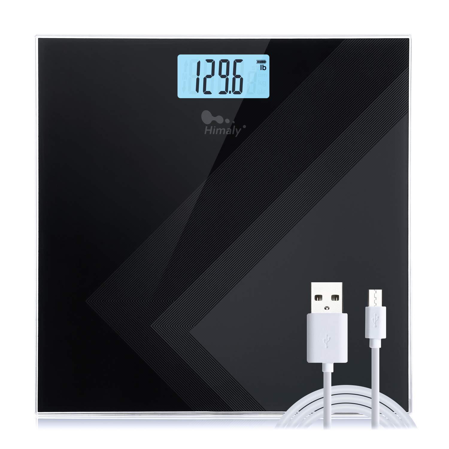 Digital Body Weight Scale, USB Rechargeable Bathroom Scale with Step-On Techn...