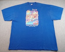 Vintage Jerzees T Shirt San Antonio Texas Made In USA Adults 3X Blue Fiesta 1998