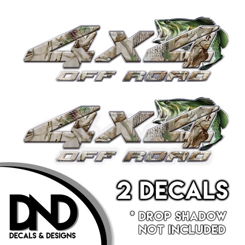 Buck Camo Bass 4x4 Off Road Decals 2 Pk Sticker for Ford Chevy truck D
