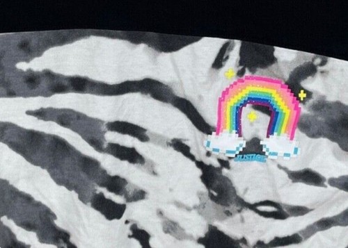 Justice Girls Medium 10 Black White Zebra Stripe Rainbow Shirt Short Sleeve Top - Picture 4 of 4