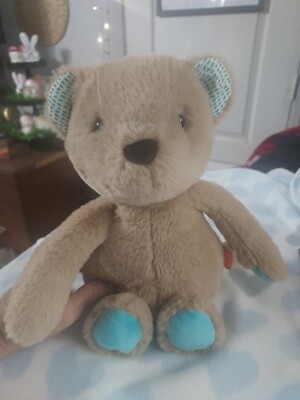 B Softies Brown Bear Baby Plush Blue Polkadot Target Stuffed Animal Lovey 11inch