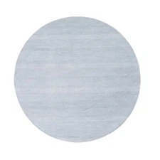 7'9"x7'9" Ivory Modern Grass Design Wool and Silk Hand Knotted Round Rug R80257