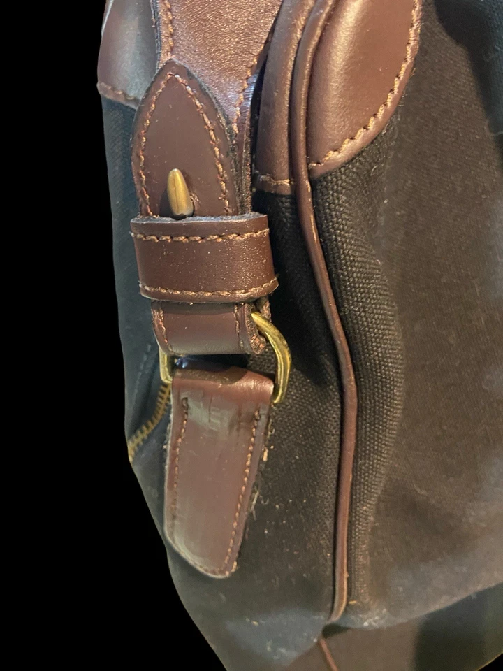 Bolso de viaje de fin de semana Eddie Bauer Vintage 1994 negro con adornos de lona/cuero Foto 4 de 4