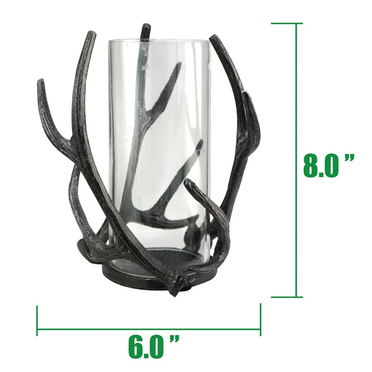 Mainstays Rustic Antler Hurricane Candle Holder, Black