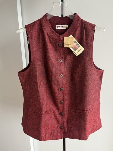 NWT Fabindia Men Sleeveless Jacket Vest Nehru Collar Woven SILK Blue 38 Medium - Picture 14 of 17