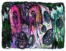 HAPPY GRAVE original PAINTING art horror macabre contemporary : HOLES HEAD