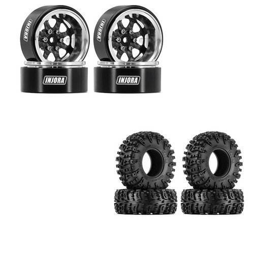 INJORA Carbon Fiber Aluminum 1.3 Beadlock Wheels and Tires for 1/18 1/24 RC Car - Picture 21 of 36