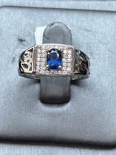 .925 Sterling Silver. Blue Cubic Zirconia Ring
