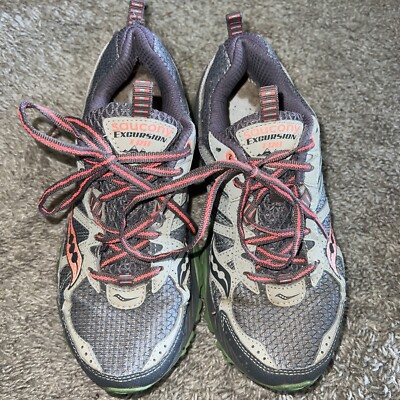 Saucony Excursion TR8 Trail Running Gray Pink Mint Woman's Size No  Insoles
