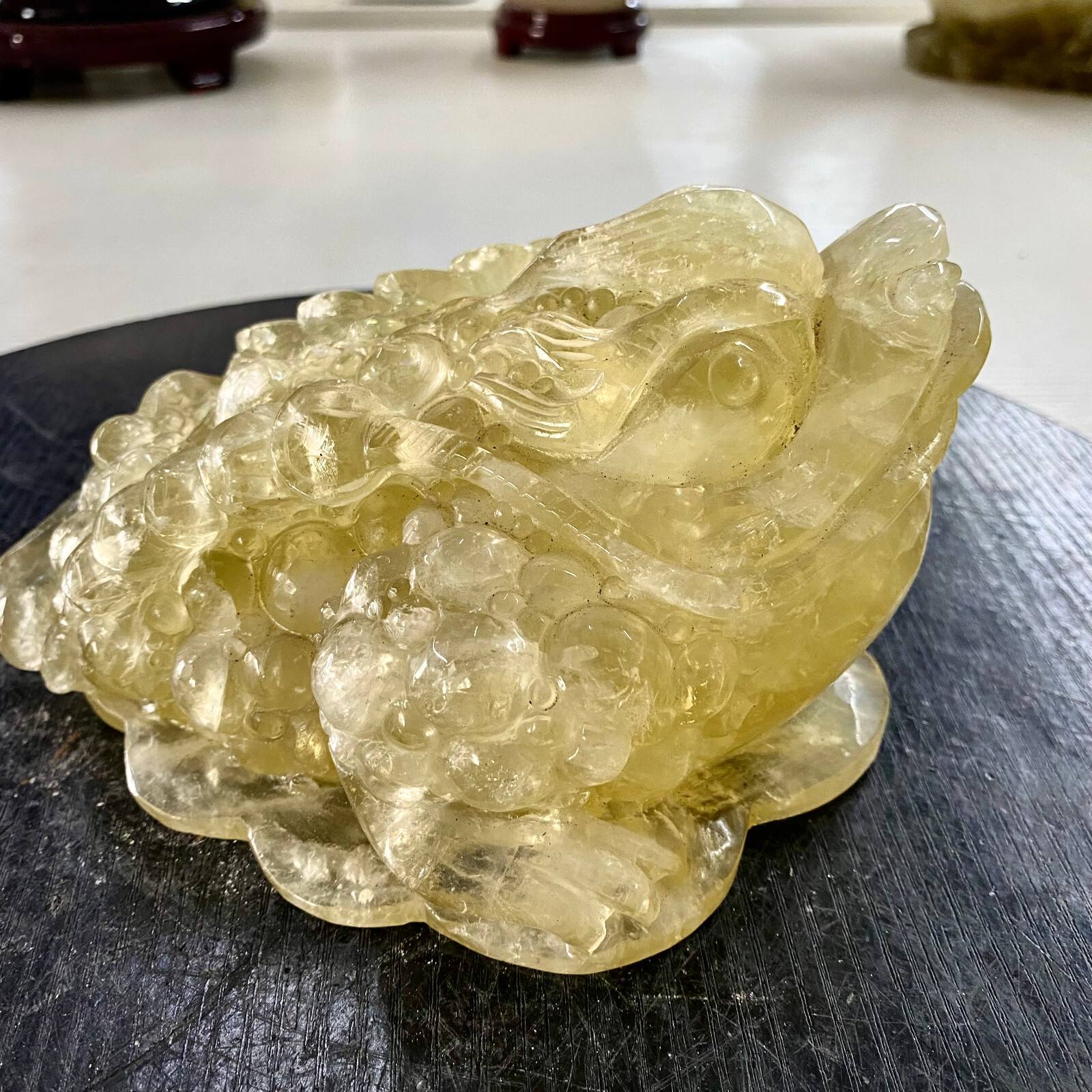 5.3LB Natural Citrine Quartz Hand Carved Golden Toad Reiki Healing Decor