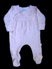JoJo Maman Bebe Infant Girl Pink White Rabbit Footed One Piece Size 3-6 Months