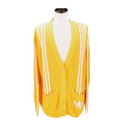 GUCCI×adidas カーディガン　グッチ Gucci x Adidas Yellow Knit Oversized Cardigan w/ White Stripes