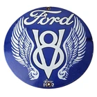 Vintage Ford Motors Sign - Classic V8 Garage Gas Pump Automotive Porcelain Sign