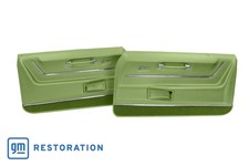 Deluxe Door Panels W Trim - Moss Green For 1969 Camaro Deluxe Door Panels W Trim - Moss Green For 1969 Camaro