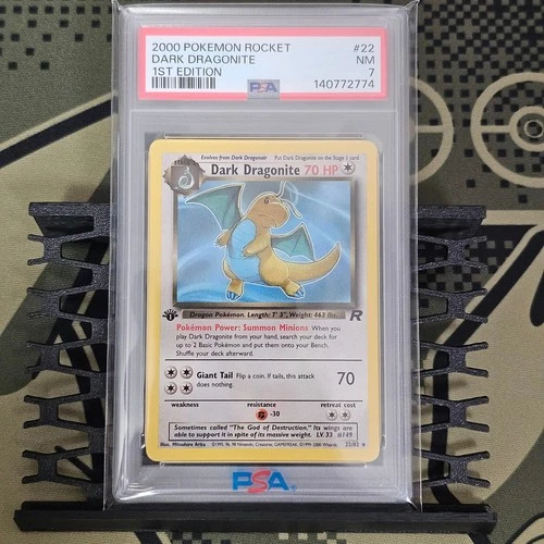 2000 Pokemon Team Rocket 1st Edition Dark Dragonite 22/82 PSA 7NM