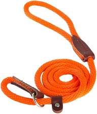 British Rope Slip Lead for Dogs 4ft Orange Heavy Duty Training Leash Strong
