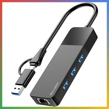 USB Ethernet Adapter Gigabit Network Hub 3 Port USB 3 0 Type C A Laptop PC