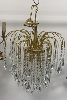 Vintage Kronleuchter Gold & Kristall Retro Wasserfall H70cm B42cm