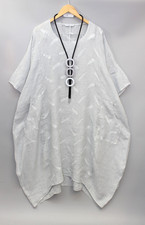 Moonshine linen dress balloon dress size 50 52 54 lagenlook size 5 grey pockets
