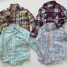 4 Boys Long Sleeve Button Down Shirts Ralph Lauren Polo More Plaid Size 4/5
