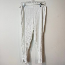Bryn Walker Women's 100 Linen Pants Crop Ankle White Large Lagenlook Natural