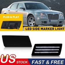 Fit 05-14 Chrysler 300 [WHITE LED STRIP] Bumper Side Marker Lights Parking Lamps