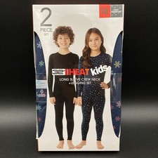 32 Degrees Heat Kids 2-PC Long Sleeve Crew Neck Leggings Set-Black-Navy Snowflak