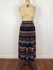 Vintage 1970  s Accordion Pleated Maxi Skirt XS-S Elastic High Waist Paisley