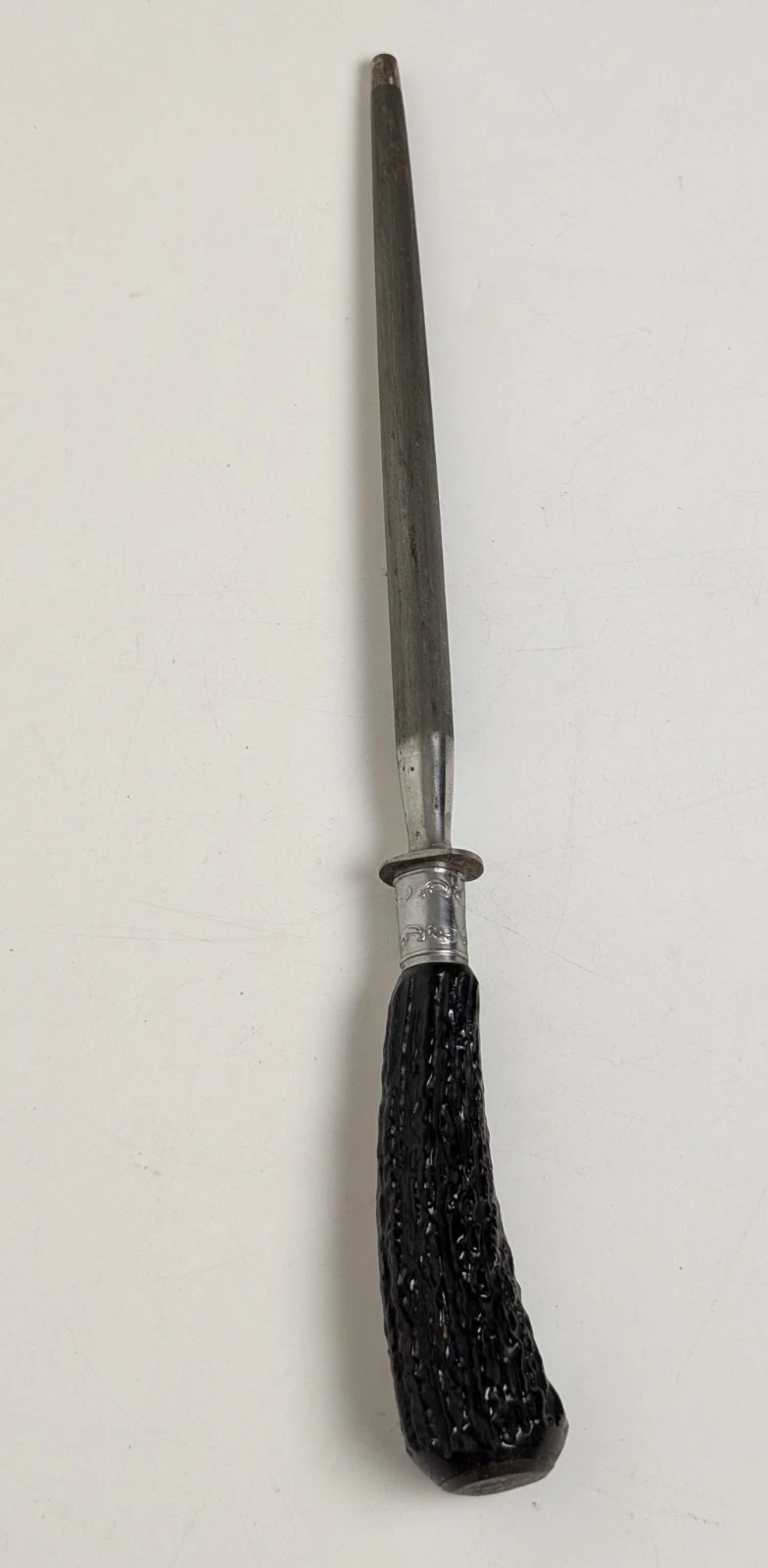 Vintage Honing Steel Knife Rod Faux Stag Handle 13” Carving Sharpener