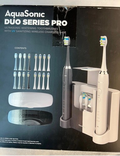 Cepillos de dientes AquaSonic Duo Series Pro blanqueamiento ultrasónico para 2 personas con desinfección UV - Imagen 2 de 8