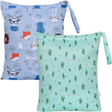 2Pcs Waterproof Wet Dry Bags 16X20 Inch Wet Bag for Baby, Swimsuit, Cloth Diaper
