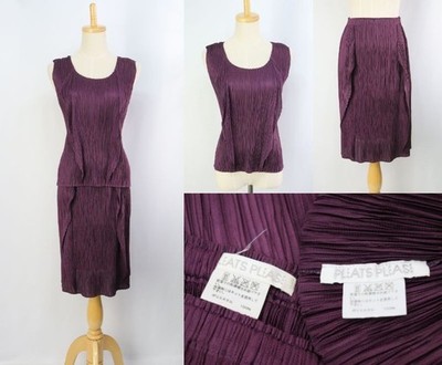Authentic PLEATS PLEASE 2pc Set Purple Top & Skirt 242 7795