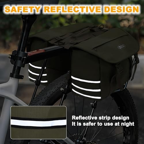 Panniers Bike Bags,Bicycle Saddle army green Outdoor Bike Panniers Rear Rack - Picture 7 of 7
