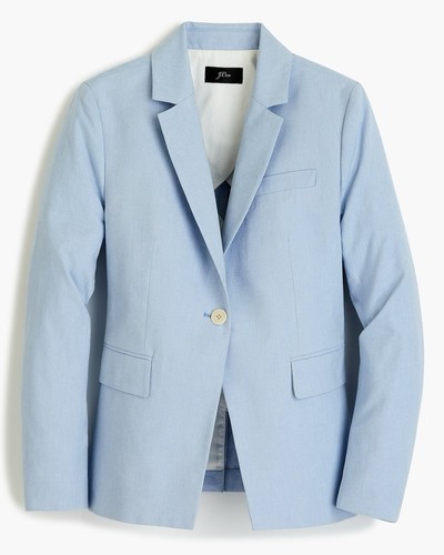 J. Crew Women’s Cotton Blazer 1 Button Lt Blue 6 NWT