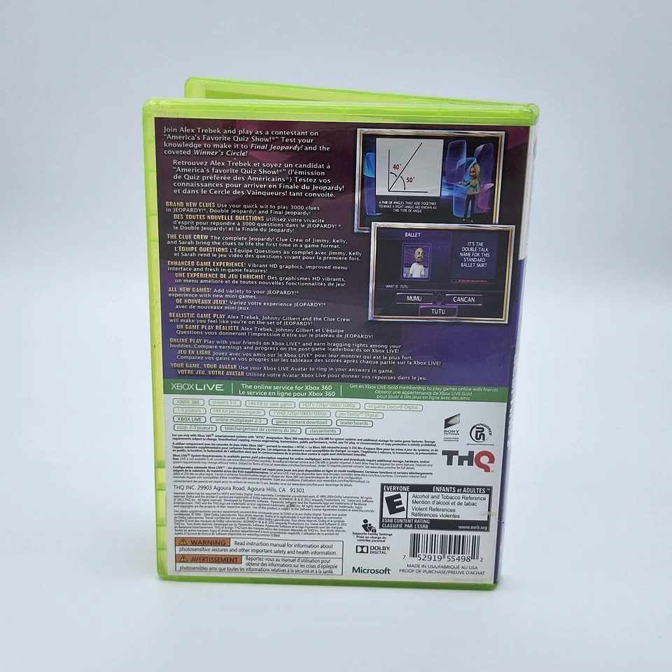 Jeopardy Microsoft Xbox 360 X360 Complete CIB - Image 2 of 3