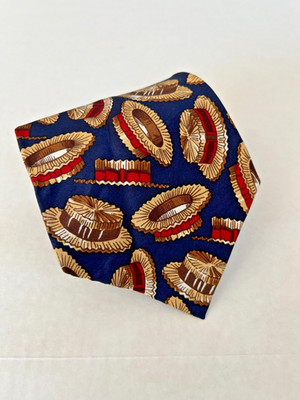 Neiman Marcus Men's Silk Neck Tie Hat Print 55L 4.25W