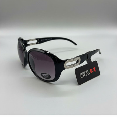 Emergency Exit Women's Sunglasses Y2K Vintage Deadstock Black Silver Detail NWT
