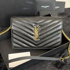 YSL Saint Laurent Cassandre Envelope WOC Grain De Poudre Leather Duties Paid 