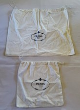 2 Prada Dust Bags Drawstring White Cotton 18'x15' 11'x11"