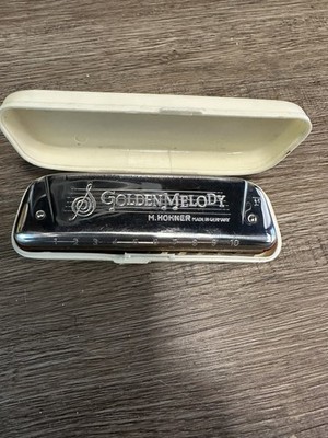 M. Hohner Golden Melody Harmonica No. 542 Key F w/ Original Case Made in Germany