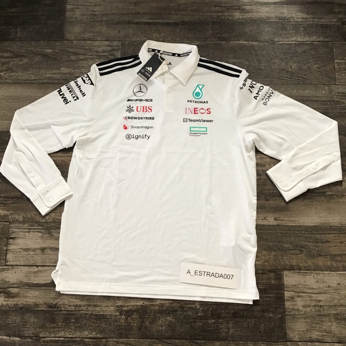 Adidas Long Sleeve F1 Team Kit Shirt White 2025 Mercedes AMG