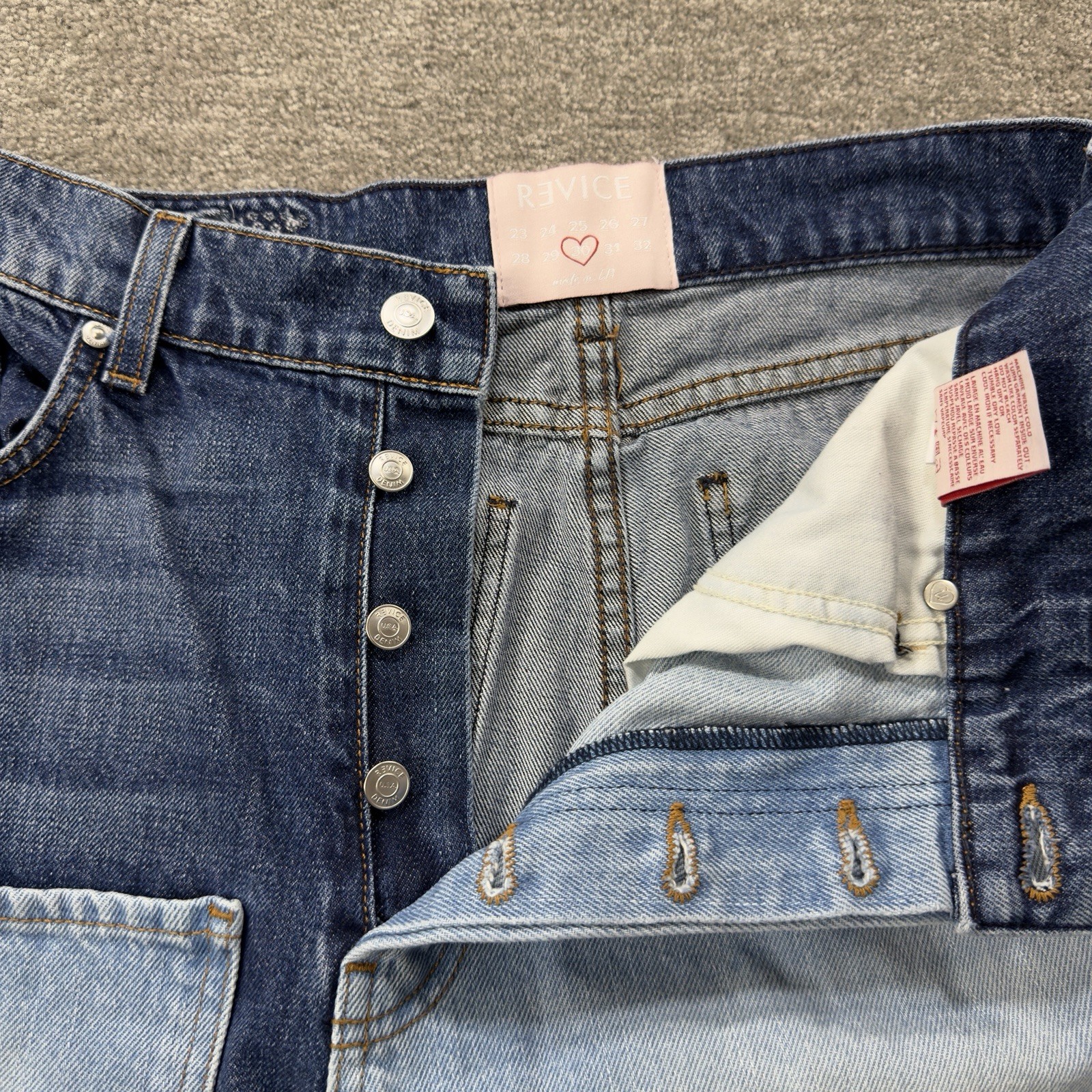 Revice Denim Women Patchwork Button Fly Straight … - image 7