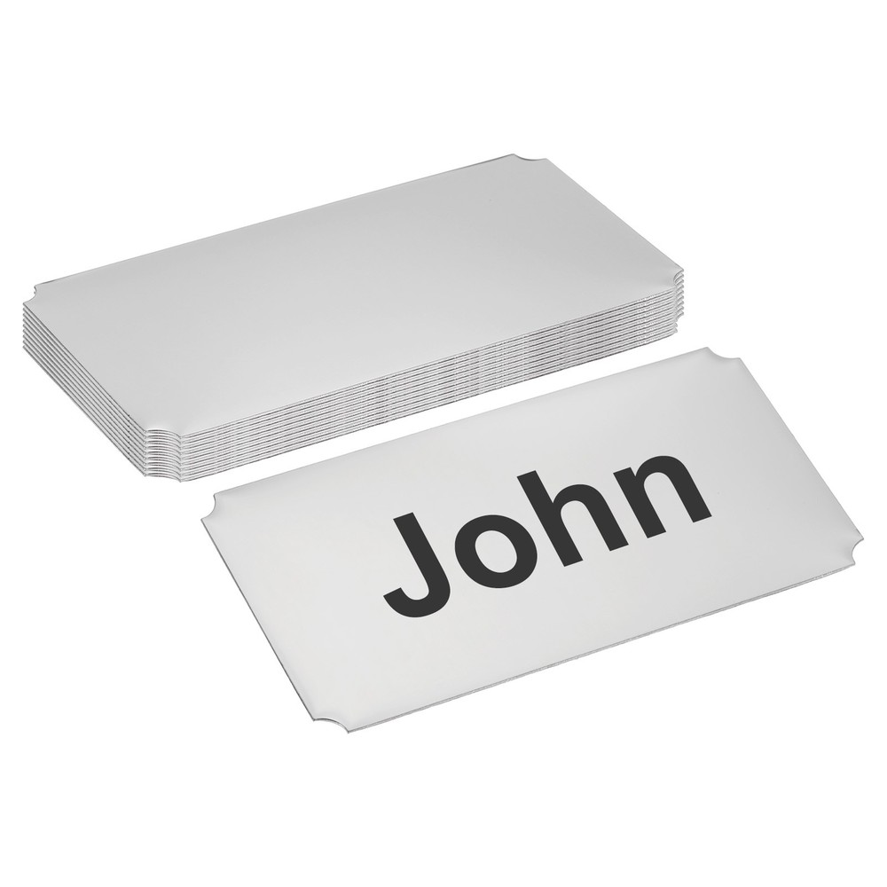 4x2 Inch Laser Engraved Silver Name Plates 10 Pack with Notched Corners