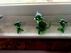 Vintage MCM Murano Style Hand Blown Glass Miniature Cat Figurines