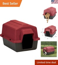 Elegant Barn Style Outdoor Dog House for Pets Up to 15lbs - Red/Black Design